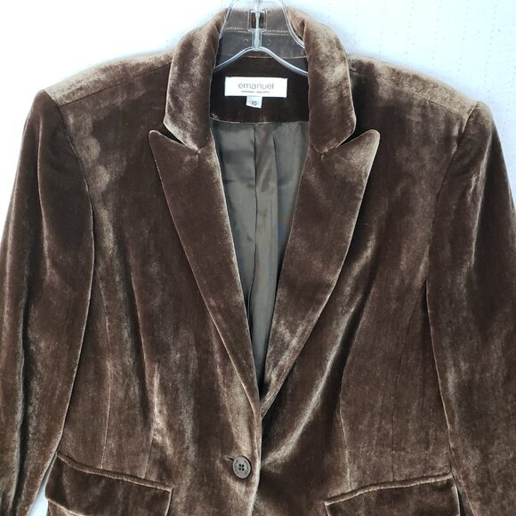 Emanuel Ungaro Velvet Blazer Chocolate Brown Rayon Silk Jacket size 10 Evening - Picture 3 of 14